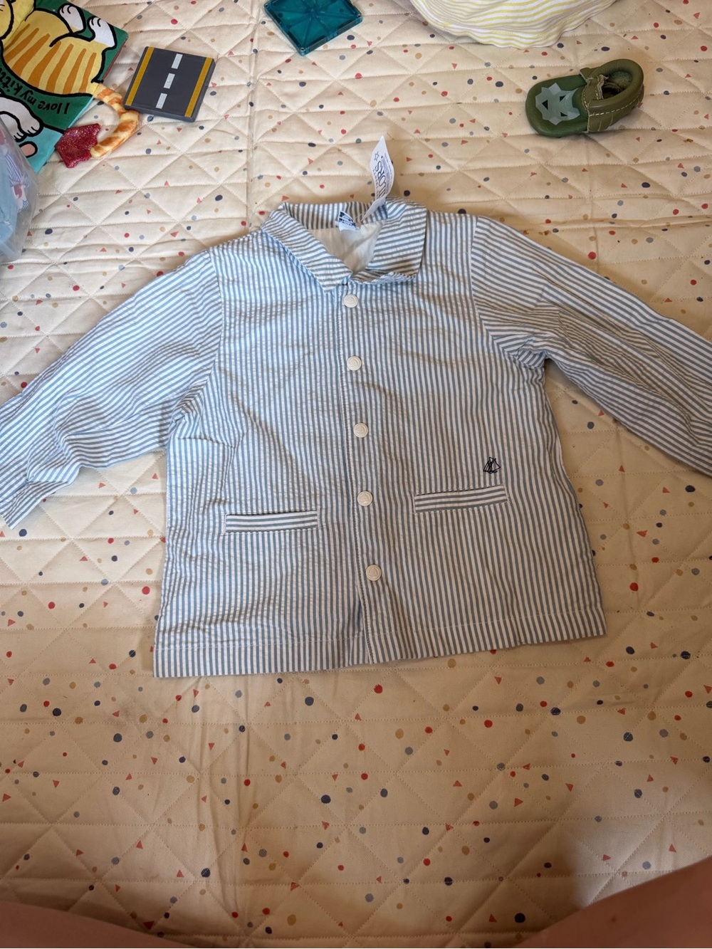 Petit Bateau Blue & White Striped Button-Down Shirt